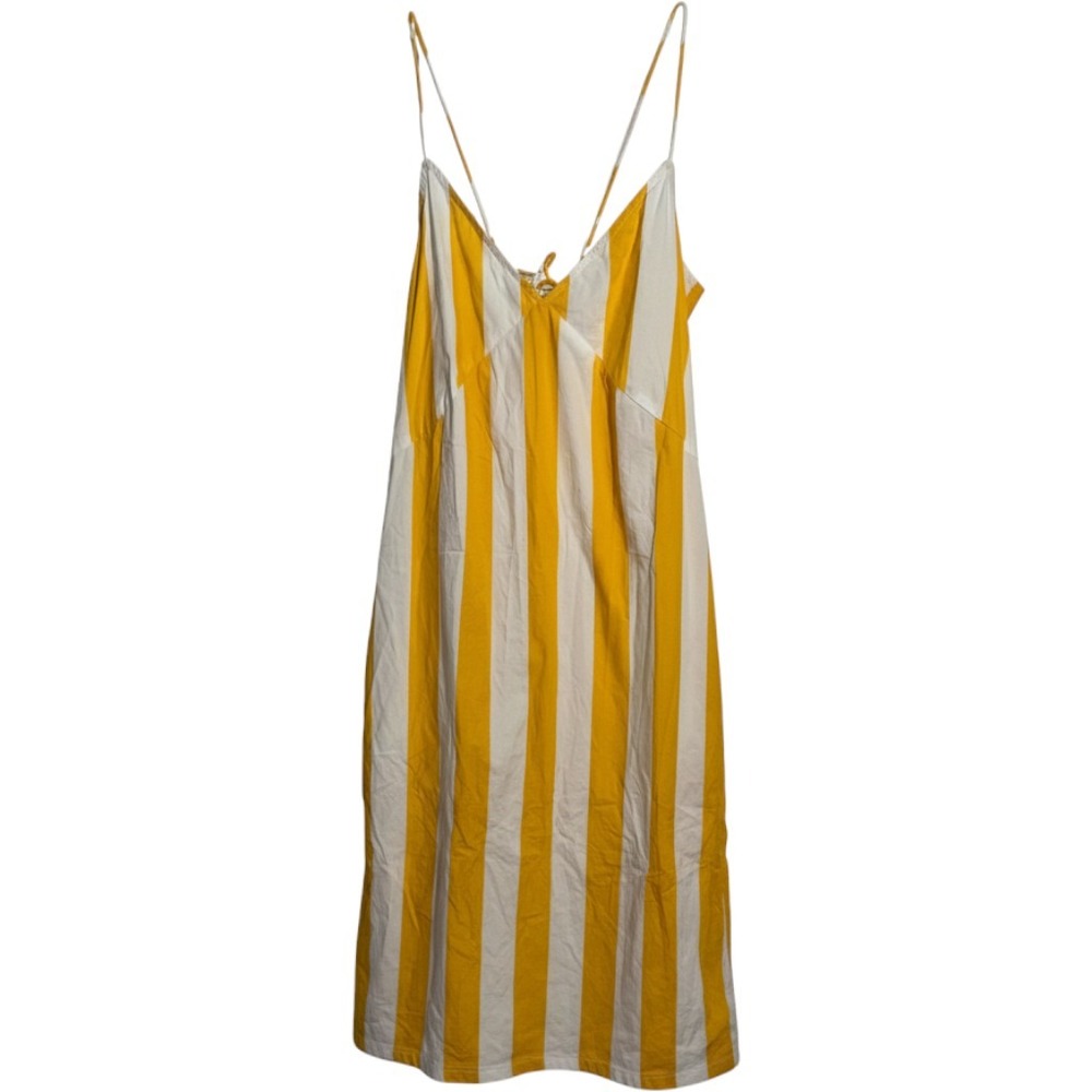 Rhode Yellow White Striped Maxi Dress V-Neck Spaghetti Strap Cotton Small Preppy